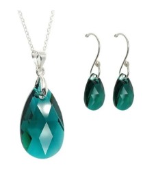 Collar y Aretes Leaves Verde plata .925 Zvezda