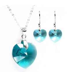 Collar y Aretes Heart Azul plata .925 Zvezda