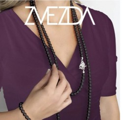 Set Collar Triple Aretes Pulsera Zvezda Plata 0.925 Mujer Negro