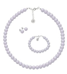 Set Collar Aretes de Poste Pulsera Zvezda Plata 0.925 Mujer Lila