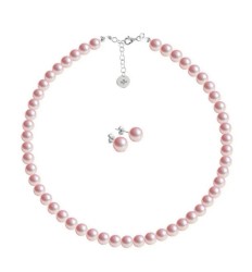 Collar y aretes Perlas de cristal Rosa Claro plata .925 Zvezda