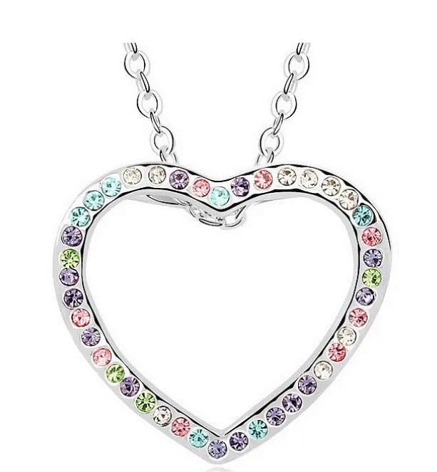 Dije con cadena Ocean Heart, Baño oro blanco, 18K, ACA8-13-49
