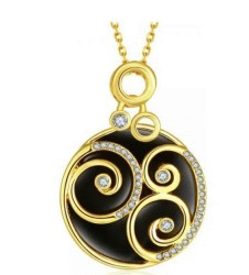 Dije con cadena Ocean Heart, Baño oro amarillo, 18K, AC16-494