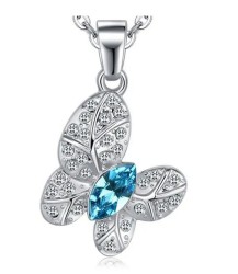 Dije con cadena Ocean Heart, Baño oro blanco, 18K, AC18-87