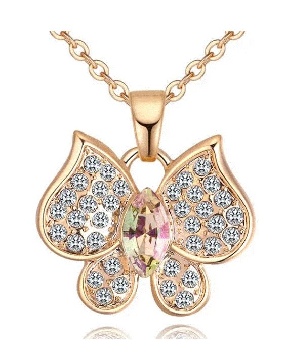 Dije con cadena Ocean Heart, Baño oro amarillo, 18K, AC18-89