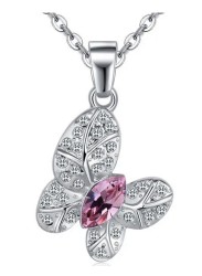 Dije con cadena Ocean Heart, Baño oro blanco, 18K, AC18-84