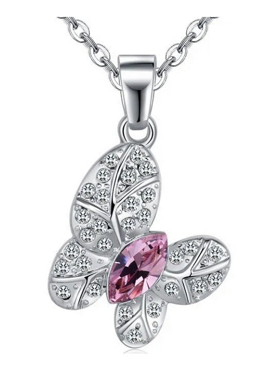 Dije con cadena Ocean Heart, Baño oro blanco, 18K, AC18-84