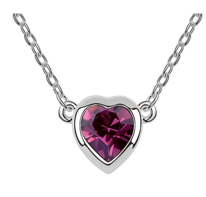 Collar Ocean Heart, Baño oro blanco, 18K, ACA8-13-31