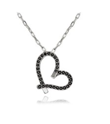 Collar Indira plateado-negro dije de corazón de chapa de oro rosa 18K.