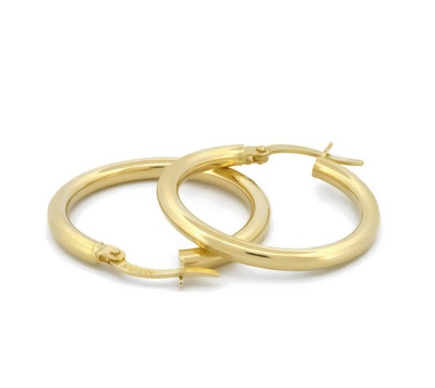 Arracadas Redondas 2.4 Cm 2 mm Oro Sólido 10k