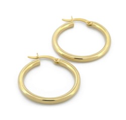 Arracadas Redondas 2.4 Cm 2 mm Oro Sólido 10k