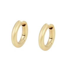 Arracadas Lisas Infladas Unisex Pulidas Oro 14K Laminado Dorado