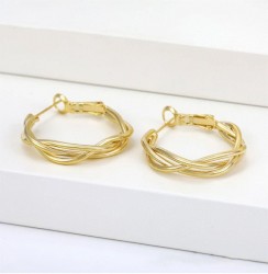 Arracadas Para Dama Trenzadas De Oro 14K Laminado Dorado