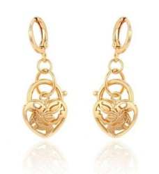 Aretes Corazón Candado Colgantes Oro 18k Laminado Dorado