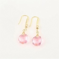 Aretes Para Dama Cristal Cristal Oro 14k Laminado Rosa