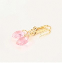 Aretes Para Dama Cristal Cristal Oro 14k Laminado Rosa