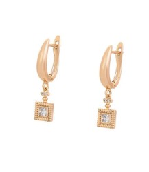 Aretes Colgantes Vintage con Cristales Oro 18K Laminado Dorado