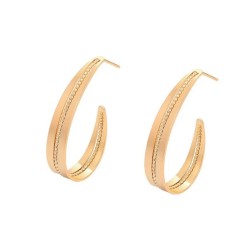 Medias Arracadas Dama Ovaladas Facetadas Oro 18K Laminado Dorado