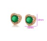 Aretes Broquel Corazón Esmeralda Cristales Oro 18K Laminado Dorado
