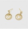 Aretes Péndulo Colgantes Con Cristales Oro 14K Laminado Dorado