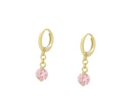 Aretes Con Esmeralda, Amatista, Rubí, Swarovski Oro 14K Lam Dorado
