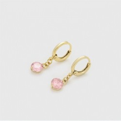 Aretes Con Esmeralda, Amatista, Rubí, Swarovski Oro 14K Lam Dorado