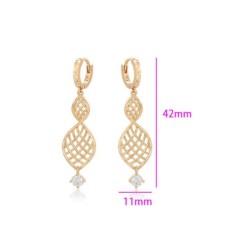 Aretes Colgantes Con Cristales Austriacos Oro 14K Laminado Dorado