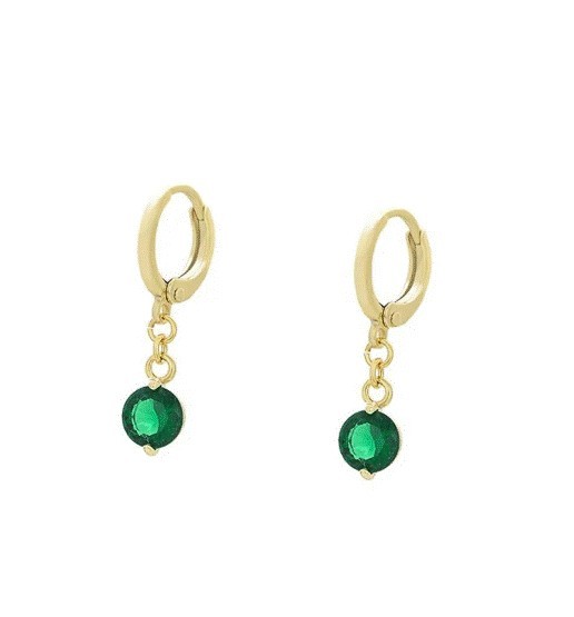 Aretes Con Esmeralda, Amatista, Rubí, Swarovski Oro 14K Lam Esmeralda