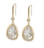 Aretes Colgantes Gota Cristales Austriacos Oro 14K Laminado Dorado