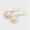 Aretes Colgantes Gota Cristales Austriacos Oro 14K Laminado Dorado