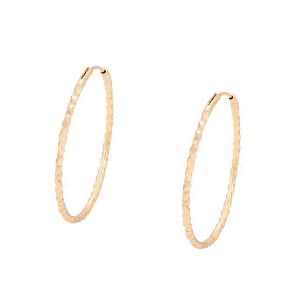Arracadas Facetadas Diamantadas 4cm Med Oro 18K Laminado Dorado