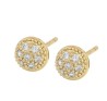 Aretes Broquel Bola de Fuego Cristales Oro 14K Laminado Dorado