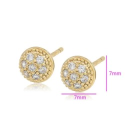 Aretes Broquel Bola de Fuego Cristales Oro 14K Laminado Dorado