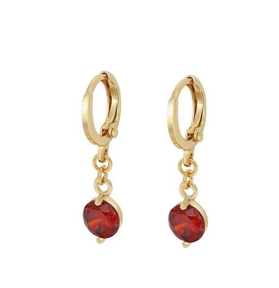 Aretes Con Esmeralda, Amatista, Rubí, Swarovski Oro 14K Lam Rojo