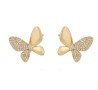 Aretes Mariposa Pavé Cristales Austriacos Oro 14K Laminado Dorado