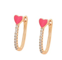 Arracadas Cristales Austriacos Corazón Rosa Oro 18K Laminado Dorado
