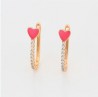 Arracadas Cristales Austriacos Corazón Rosa Oro 18K Laminado Dorado