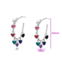 Medias Arracadas Corazones Colores Oro Blanco 14K Laminado