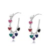 Medias Arracadas Corazones Colores Oro Blanco 14K Laminado