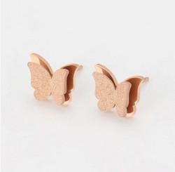 Aretes Mariposa Niña Adulto Oro Rosa 14K Laminado