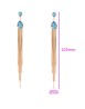 Aretes Colgantes Largos Gota Aquamarina Oro 18K Laminado Dorado