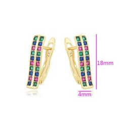 Aretes Dama Churumbela Zafiro, Rubí y Esmeralda Oro 14K Lam Dorado