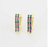 Aretes Dama Churumbela Zafiro, Rubí y Esmeralda Oro 14K Lam Dorado