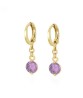 Aretes Con Esmeralda, Amatista, Rubí, Swarovski Oro 14K Lam Violeta