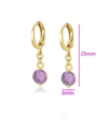 Aretes Con Esmeralda, Amatista, Rubí, Swarovski Oro 14K Lam Violeta
