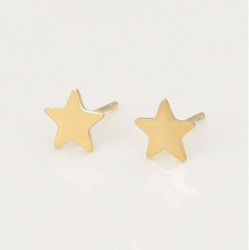 Aretes Broqueles Estrella Pulidos Dama Niña Oro 14K Laminado Dorado