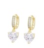Aretes Arracadas Corazón Cristales Austriacos Oro 14K Laminado Dorado