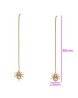 Aretes Largos Araña Colgante Con Cristales Oro 14K Laminado Dorado