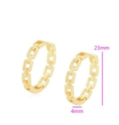 Aretes Arracadas Mediana Eslabones Dama Oro 18K Laminado Dorado