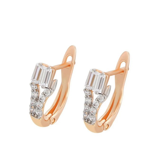 Aretes Para Dama Cristales Austriacos Oro 18K Laminado Dorado